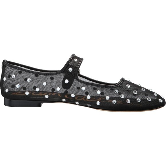 Sam Edelman Womens Black Glitz Fabric Michaela Buckle Ankle Strap Flat Shoes - Picture 6 of 7